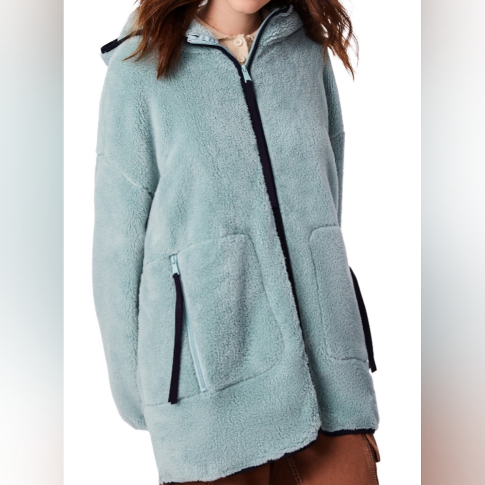 BERNARDO Women’s Hooded Fleece Jacket In Seafoam Color, Size S